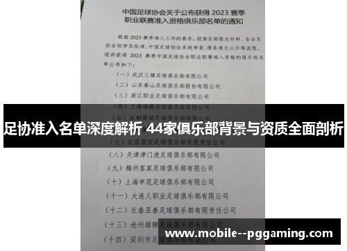 足协准入名单深度解析 44家俱乐部背景与资质全面剖析