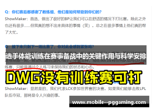 选手体能训练在赛事备战中的关键作用与科学安排