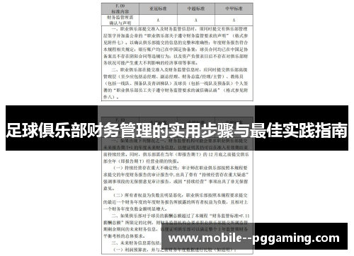 足球俱乐部财务管理的实用步骤与最佳实践指南 足球俱乐部财务管理的实用步骤与最佳实践指南